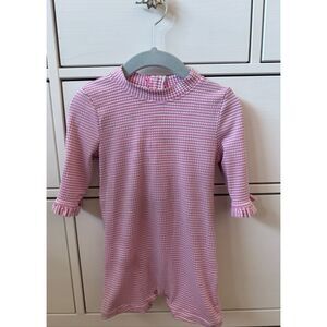 Snapper Rock 12-24 Months Baby Girl Pink Seersucker Rash guard Swim Suit